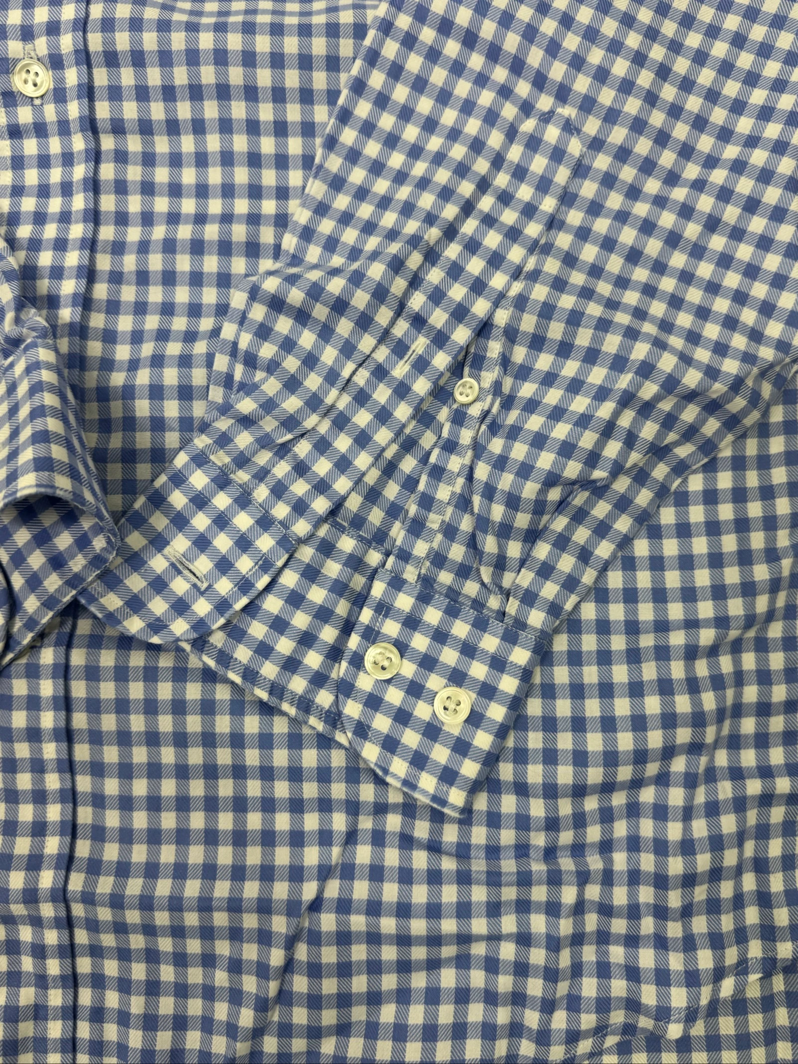 Hemd Façonnable Heren Geruit Vichy Blauw Wit 100% Katoen Maat L XL Casual Zakelijk – photo 4